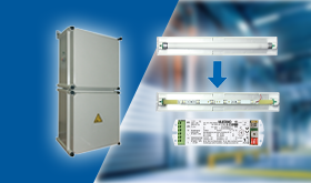 Emergency luminaire modules, LED retrofitting sets and self-contained battery power supplies