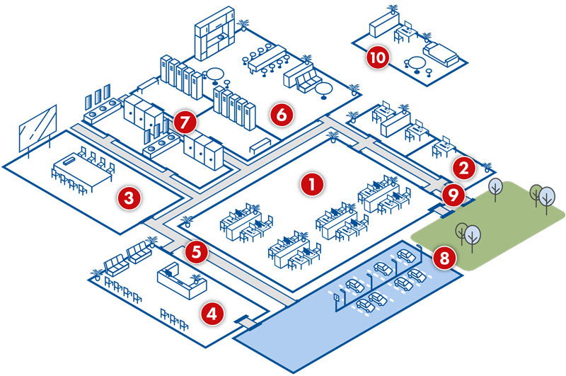 Office plan for lighting solutions